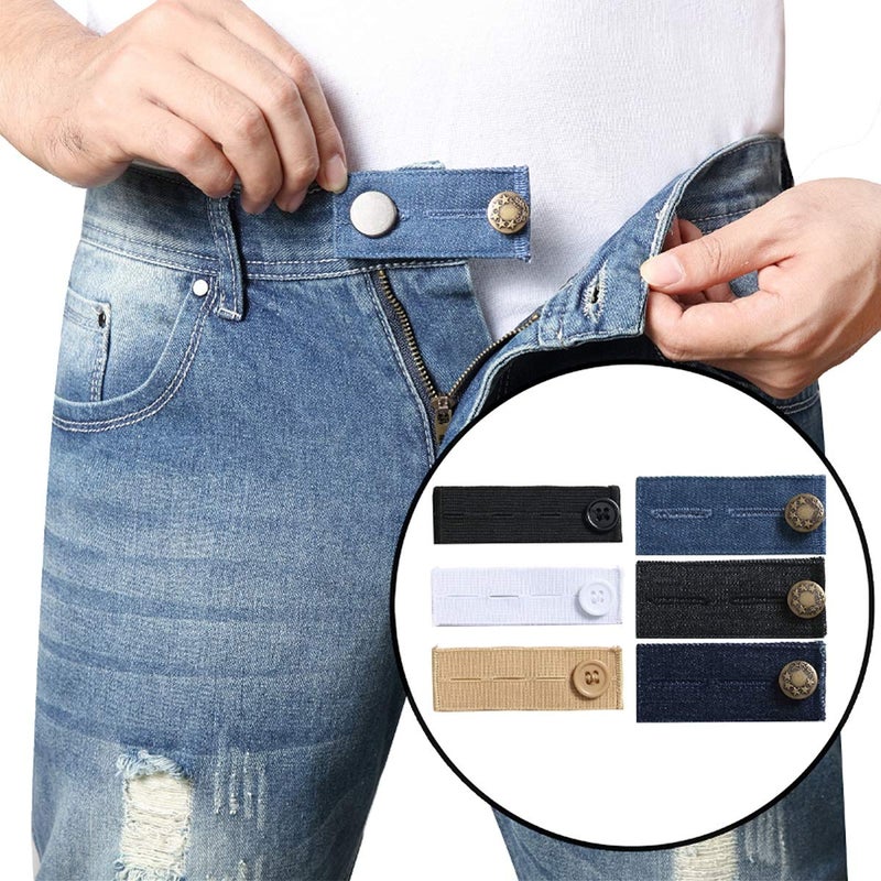 Zousen Denim Waist Extenders for Men and Women(6 Pack), Adjustable Waistband Expanders for Jeans Trousers Pants Buttons Extender Set - Image 2